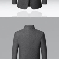 Autumn/Winter Men's Solid-Colour Wool-BlendJacket European Sizing FashionableStand Collar Non-IronTrendyBusiness-CasualOuterwear