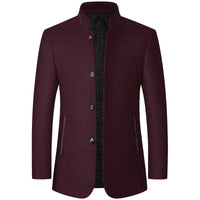 Autumn/Winter Men's Solid-Colour Wool-BlendJacket European Sizing FashionableStand Collar Non-IronTrendyBusiness-CasualOuterwear