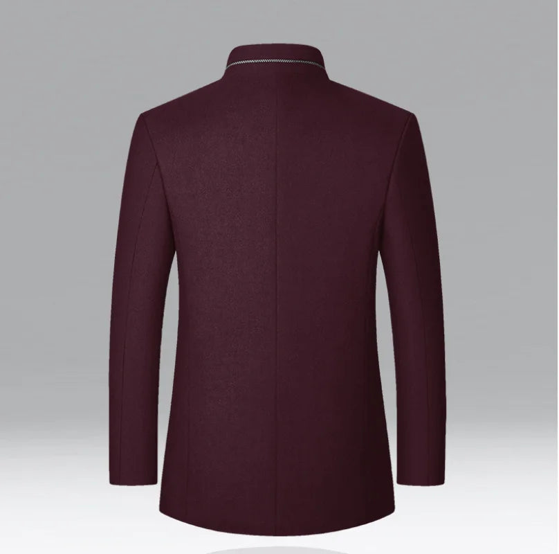 Autumn/Winter Men's Solid-Colour Wool-BlendJacket European Sizing FashionableStand Collar Non-IronTrendyBusiness-CasualOuterwear