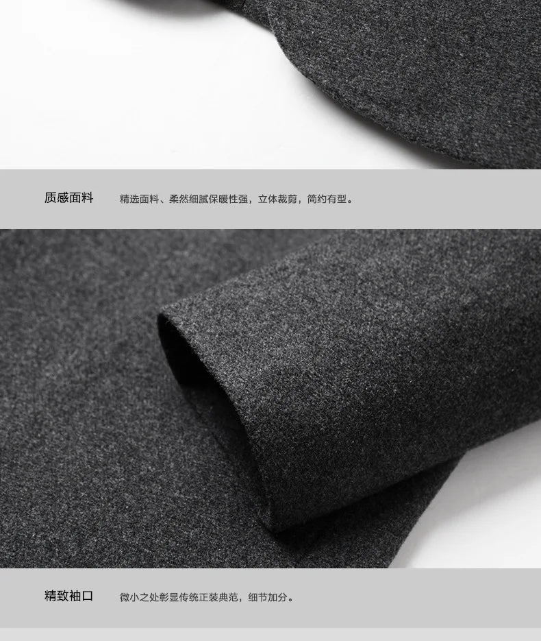 Autumn/Winter Men's Solid-Colour Wool-BlendJacket European Sizing FashionableStand Collar Non-IronTrendyBusiness-CasualOuterwear