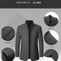 Autumn/Winter Men's Solid-Colour Wool-BlendJacket European Sizing FashionableStand Collar Non-IronTrendyBusiness-CasualOuterwear