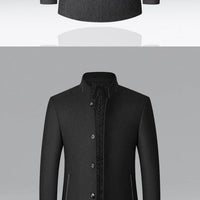 Autumn/Winter Men's Solid-Colour Wool-BlendJacket European Sizing FashionableStand Collar Non-IronTrendyBusiness-CasualOuterwear