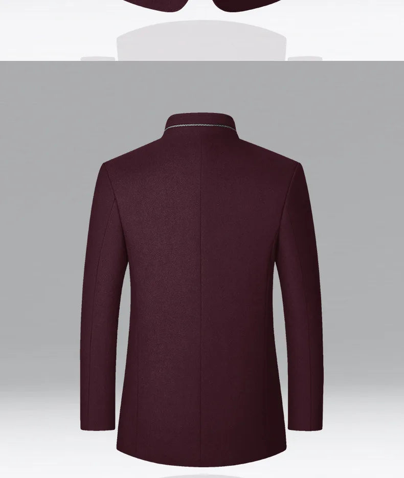 Autumn/Winter Men's Solid-Colour Wool-BlendJacket European Sizing FashionableStand Collar Non-IronTrendyBusiness-CasualOuterwear