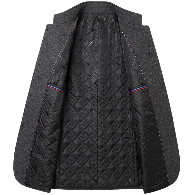 Autumn/Winter Men's Solid-Colour Wool-BlendJacket European Sizing FashionableStand Collar Non-IronTrendyBusiness-CasualOuterwear