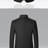 Autumn/Winter Men's Solid-Colour Wool-BlendJacket European Sizing FashionableStand Collar Non-IronTrendyBusiness-CasualOuterwear